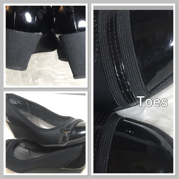 Black Wedge patent-leather, poly shoes. - Picture 3 of 6